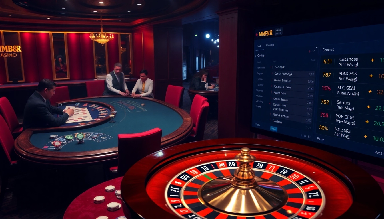 MM88 casino scene shows poker and roulette excitement with luxury ambiance