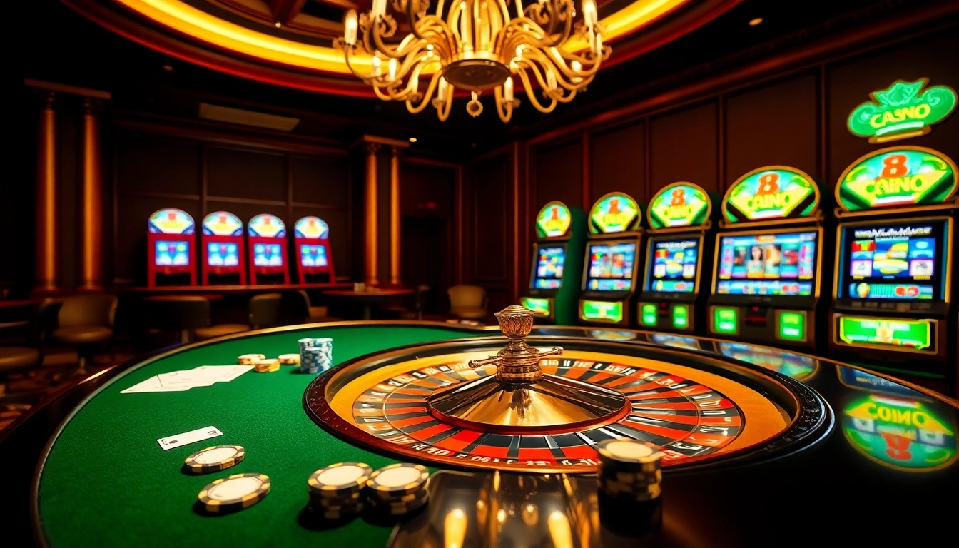 Luck8 casino players engaging with vibrant poker chips and exciting games.