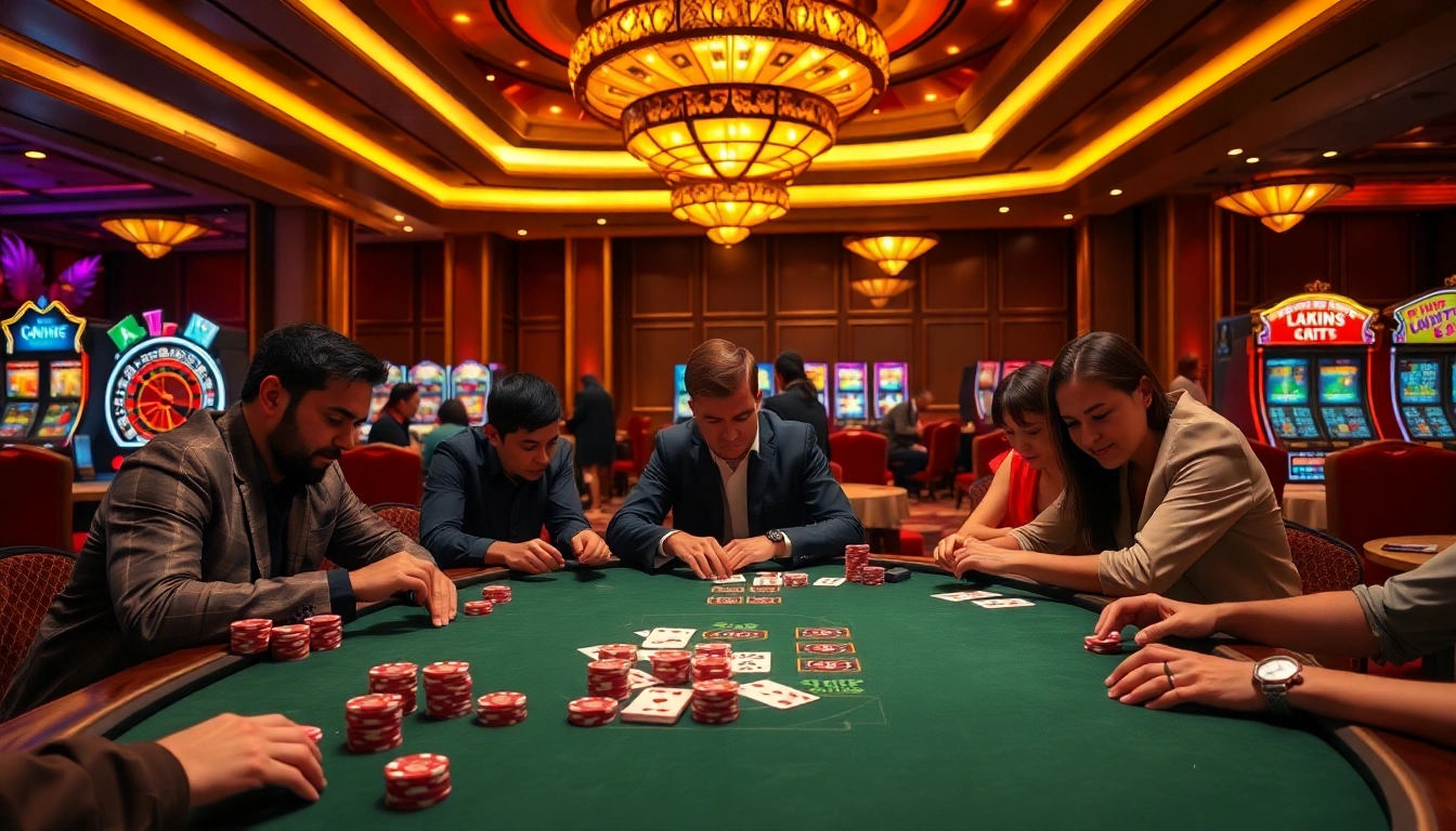 Engaging casino scene focusing on strategy at https://rikvip1.online/tac-gia/ with poker chips and players.