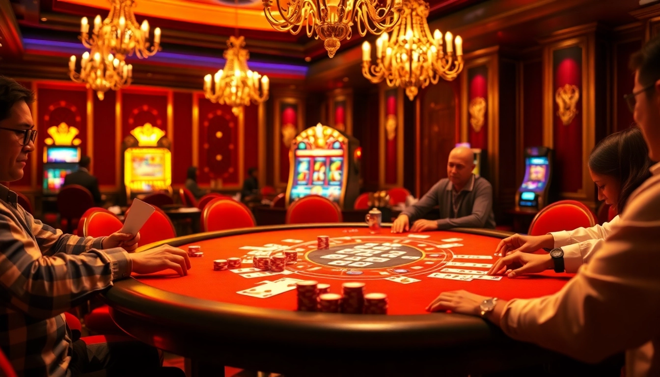 Experience an exciting poker game at the 88i table with vibrant chips and bright casino lights.
