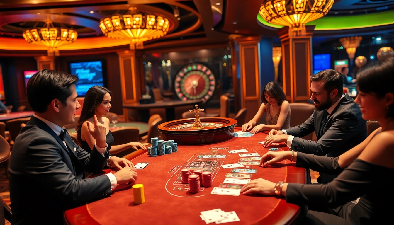 Kuwin players enjoying a thrilling poker game at a vibrant casino table.