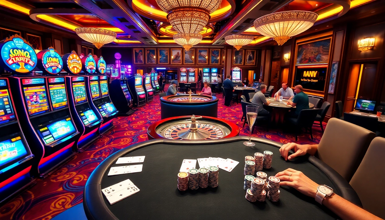 Experience the thrill of gambling at a luxurious GO8 casino with vibrant slot machines and an exciting atmosphere.
