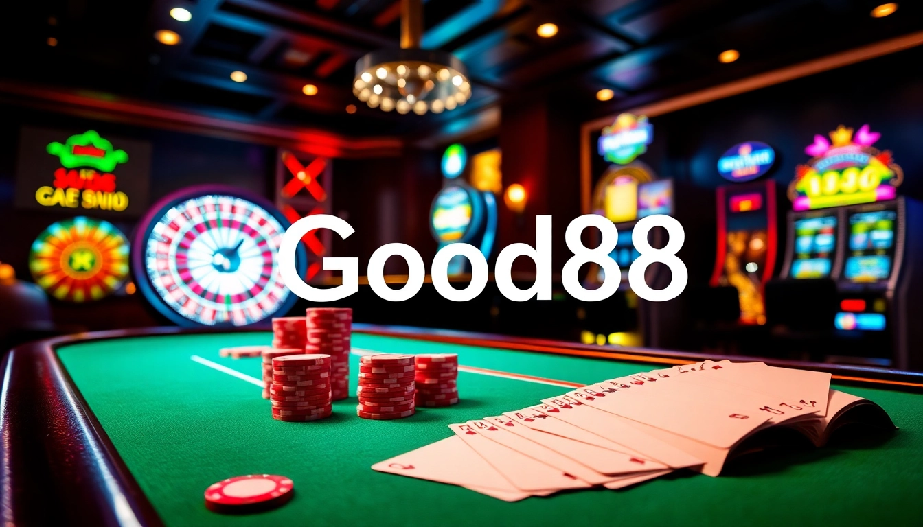 Good88 offers thrilling casino experiences with poker tables, roulette wheels, and glowing slot machines.