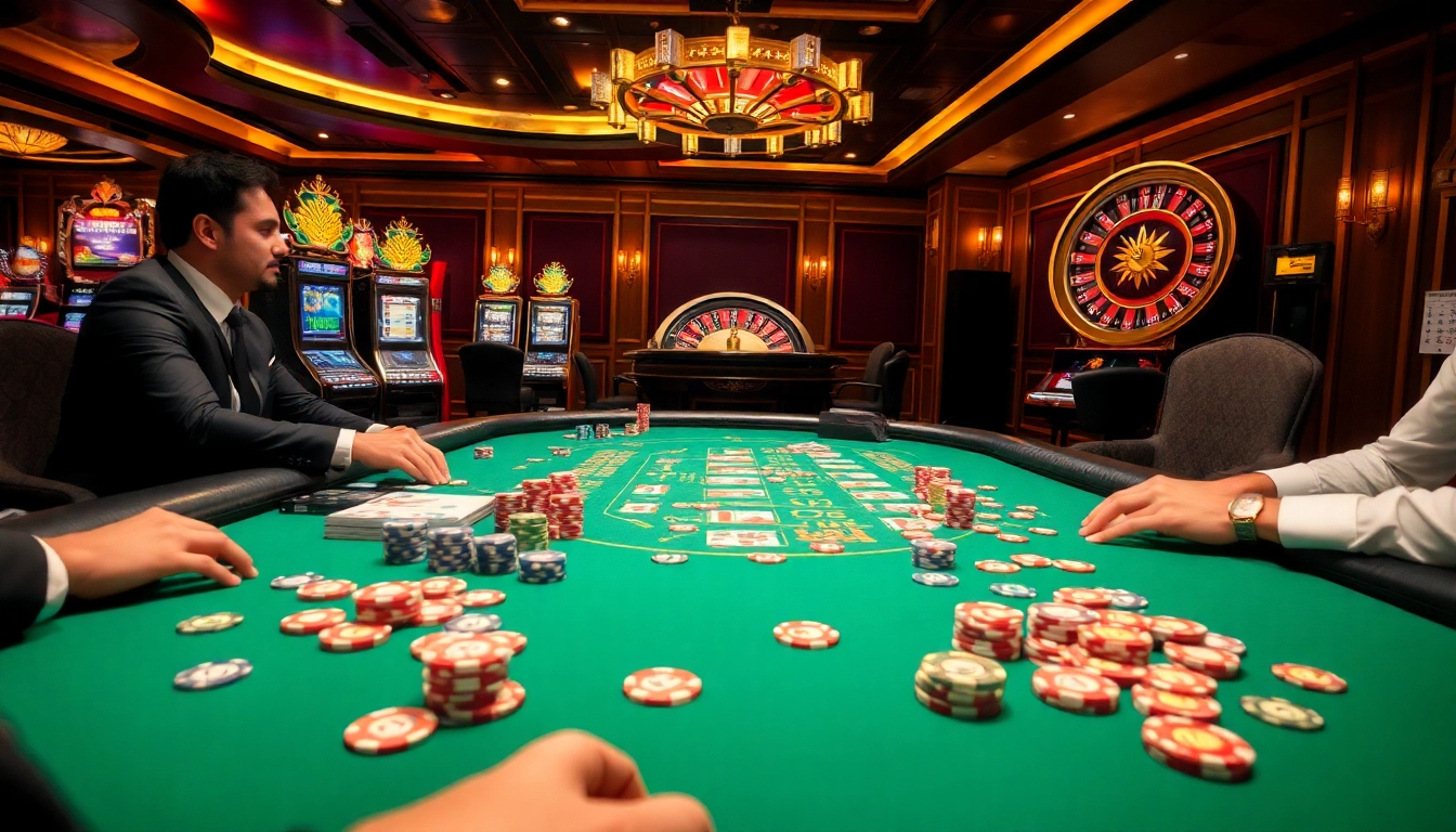 Experience the thrill at sunwin's vibrant casino scene with poker chips and action-packed gameplay.