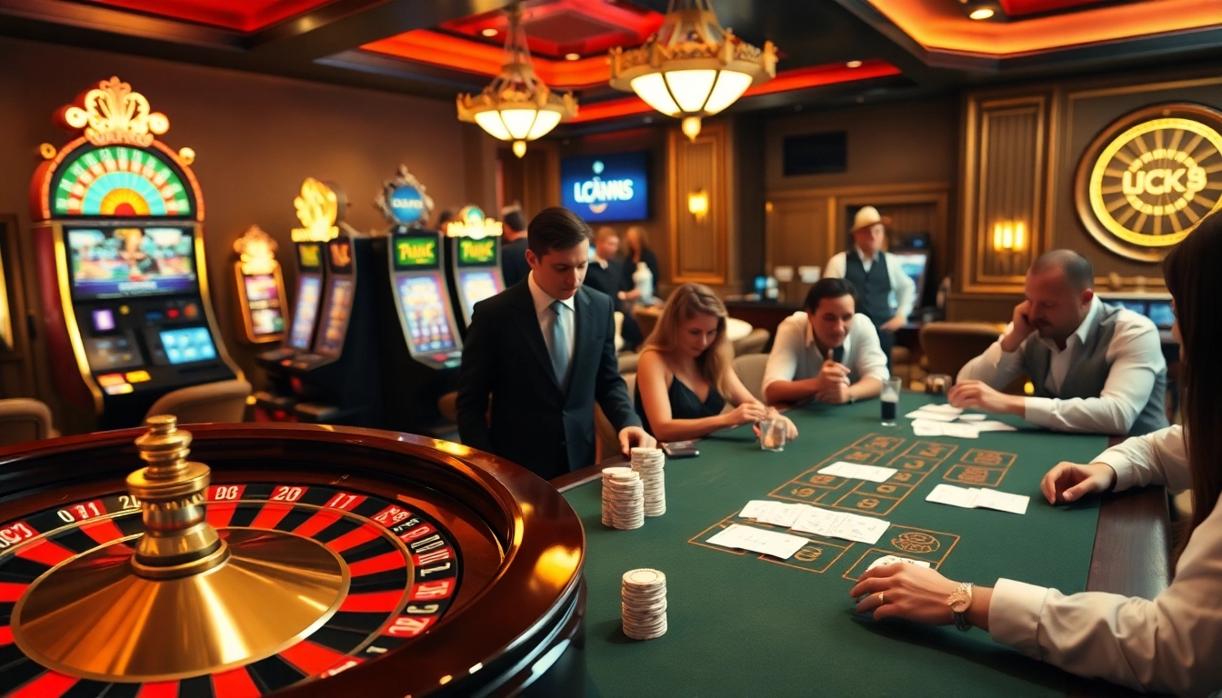 Experience the excitement of luck8 at a lavish casino with thrilling games and vibrant players.