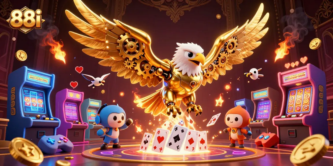 Experience exciting gameplay at 88i with dynamic illustrations of casino themes and colorful slots.