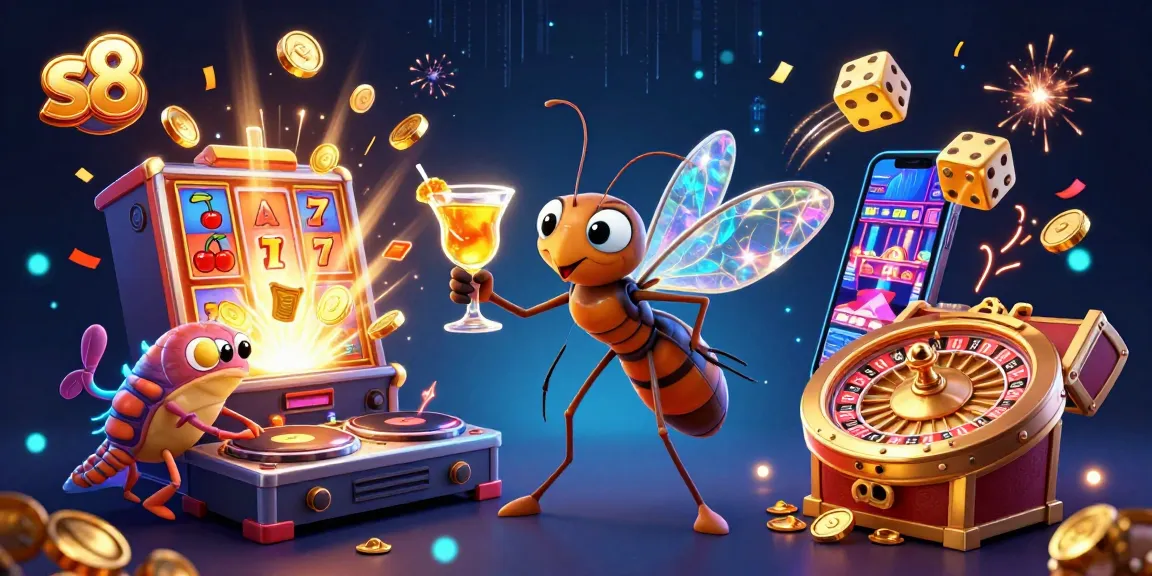 Win big with s8’s vibrant slot games and casino fun in this animated 3D scene.