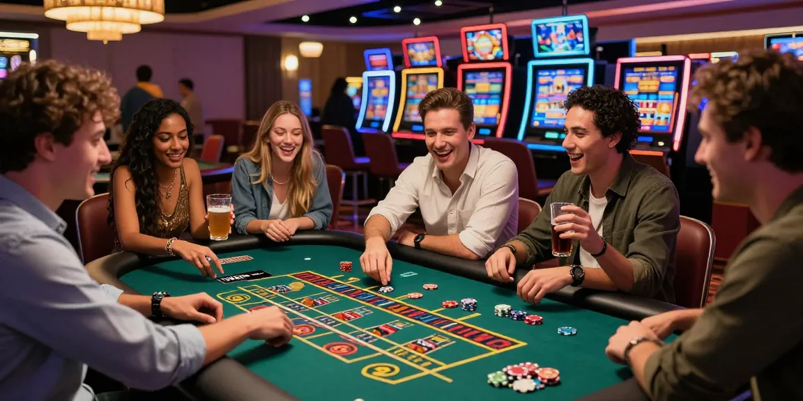 Exciting group of friends playing at roulette table in vibrant casino atmosphere showcasing credit card gambling options at https://cocomaya.co.uk/.